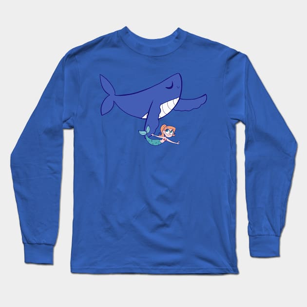 Whale & Mermaid Long Sleeve T-Shirt by katidoodlesmuch